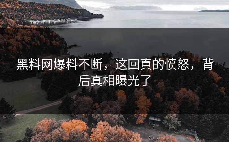 黑料网爆料不断，这回真的愤怒，背后真相曝光了