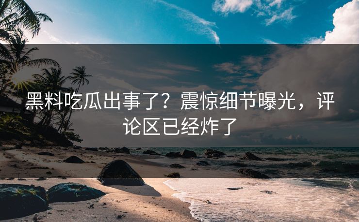 黑料吃瓜出事了？震惊细节曝光，评论区已经炸了