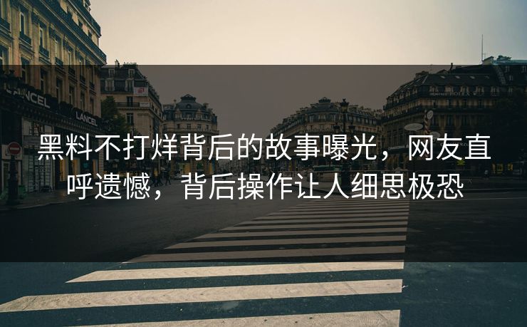 黑料不打烊背后的故事曝光，网友直呼遗憾，背后操作让人细思极恐