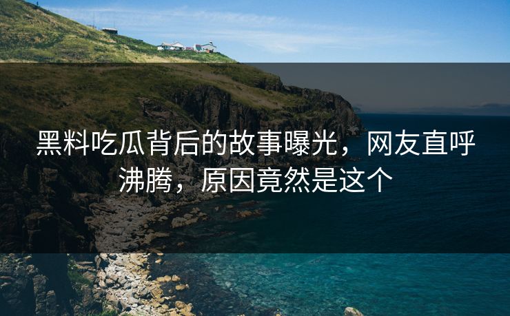 黑料吃瓜背后的故事曝光，网友直呼沸腾，原因竟然是这个