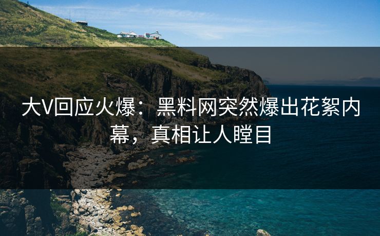 大V回应火爆：黑料网突然爆出花絮内幕，真相让人瞠目