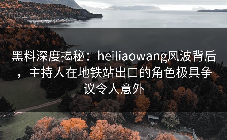 黑料深度揭秘：heiliaowang风波背后，主持人在地铁站出口的角色极具争议令人意外