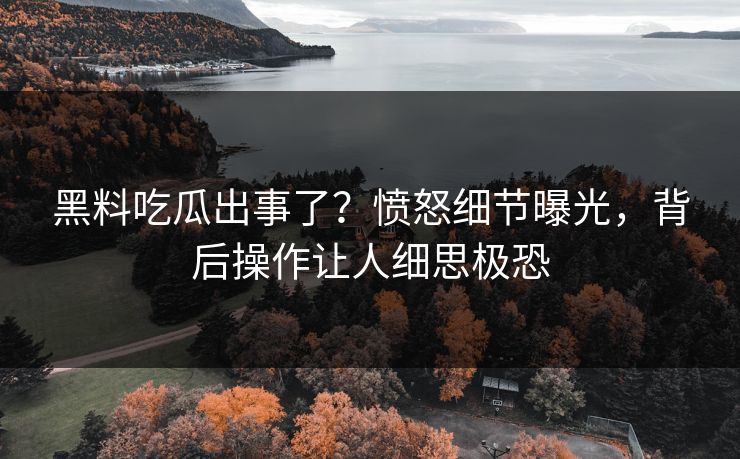 黑料吃瓜出事了？愤怒细节曝光，背后操作让人细思极恐
