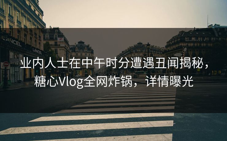 业内人士在中午时分遭遇丑闻揭秘，糖心Vlog全网炸锅，详情曝光